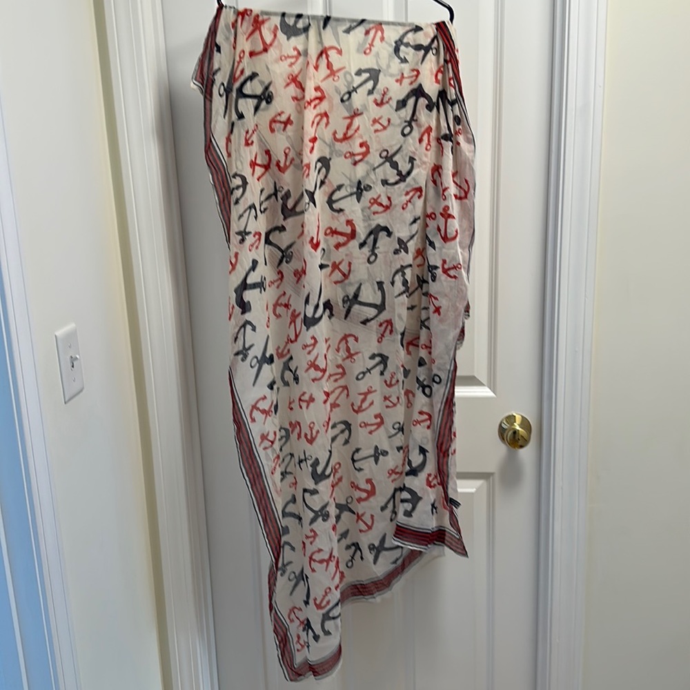 Scarf - anchors - red white and blue - long scarf